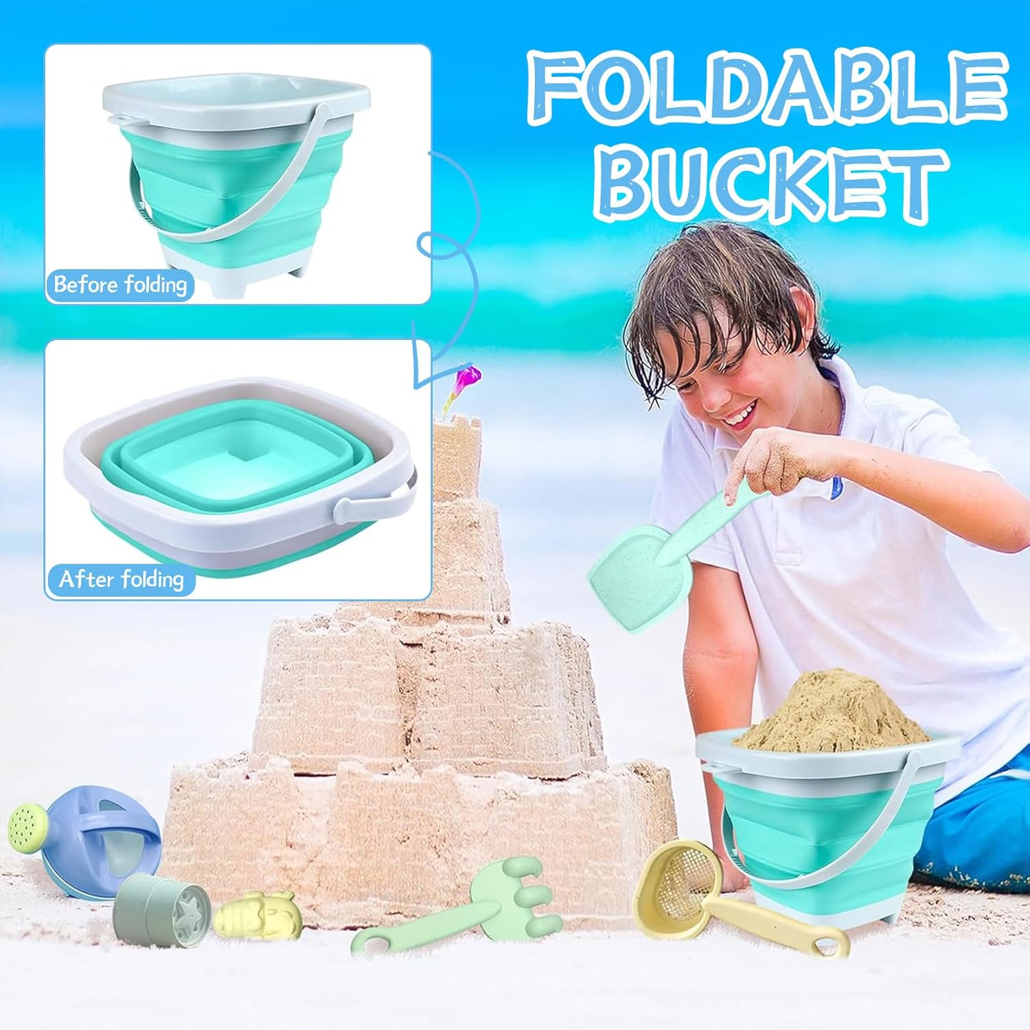 Sandspielzeug 11-teilig Kinder Strandset Eimer Schaufel Foermchen