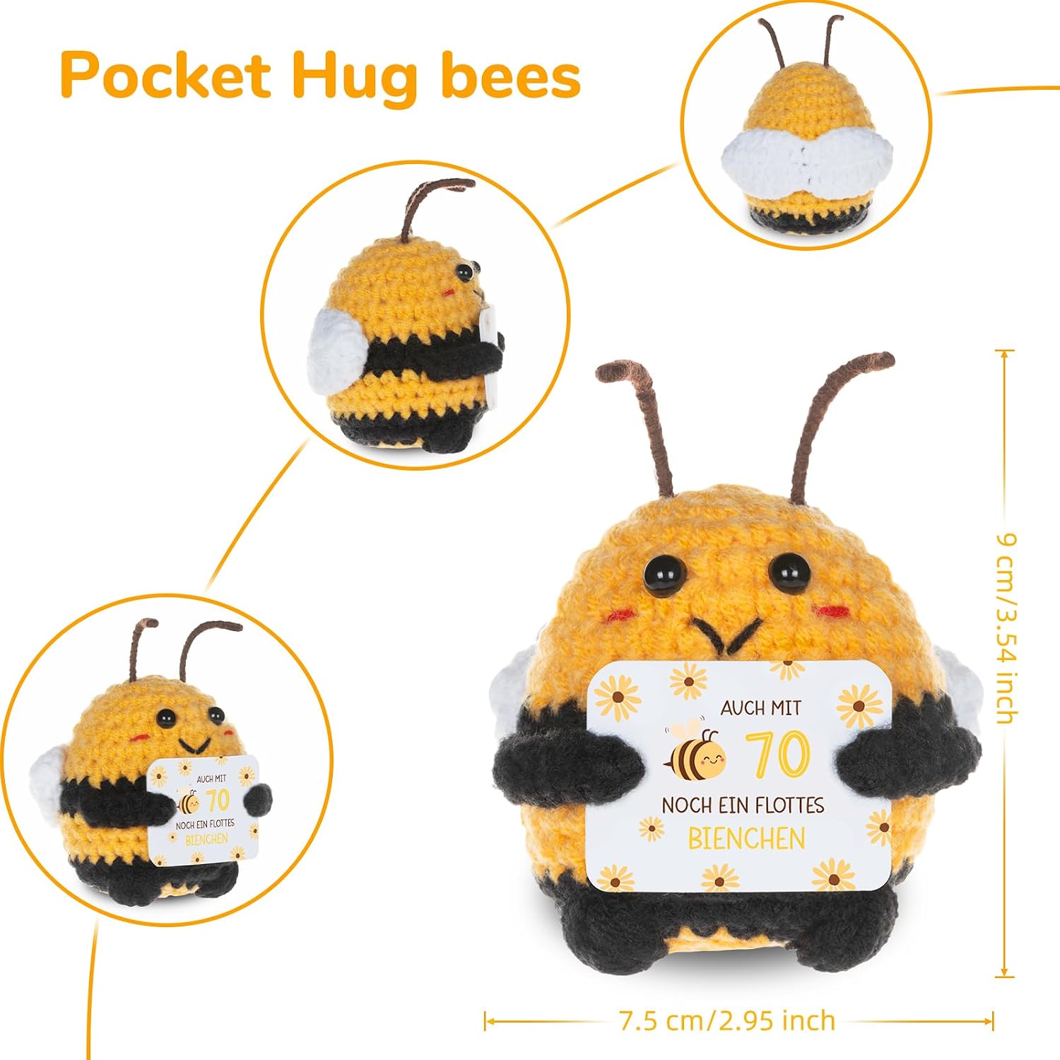 Mutter Geschenke Gluecksbringer Biene Pocket Hug positiv Stoff 1 Stueck