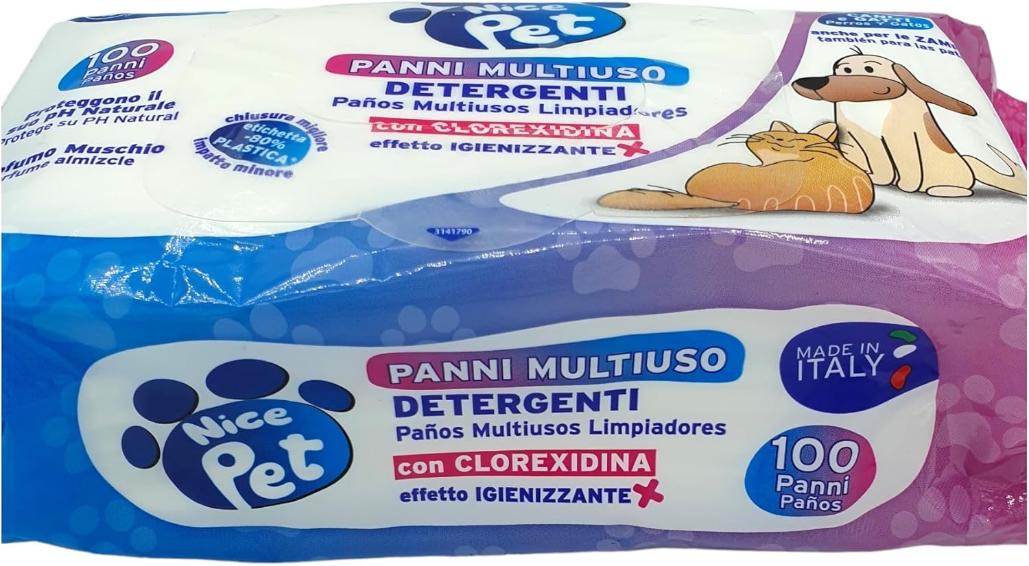 Nice Pet Reinigungstuecher fuer Hunde und Katzen mit Chlorhexidin 100 Stueck