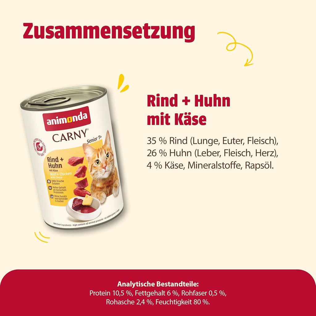 animonda Carny Senior Katzenfutter Rind Huhn Kaese Nassfutter verschie
