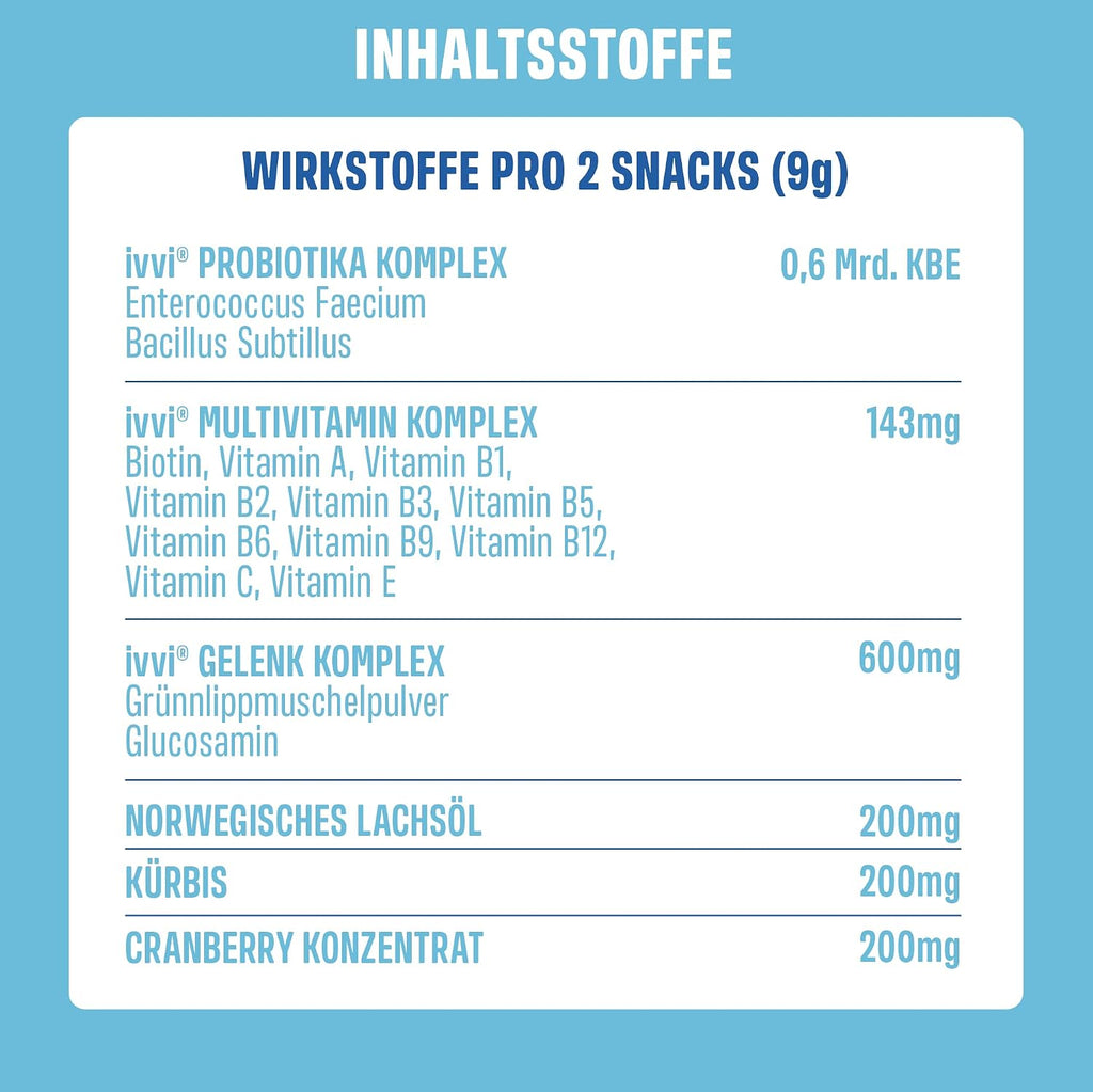 ivvi Multivitamin Hundeleckerli 270 g (60 Stück) mit Huhn, Probiotika, Omega‑3