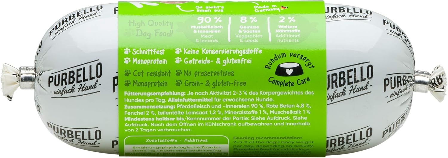 PURBELLO Nassfutter Mix Paket 8x400g Pferd Ziege Lamm Monoprotein getreidefrei