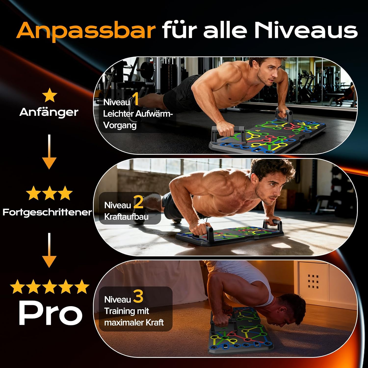 AERLANG Liegestuetzgriffe Push-up Board Set Tragbar Multifunktional Fitness