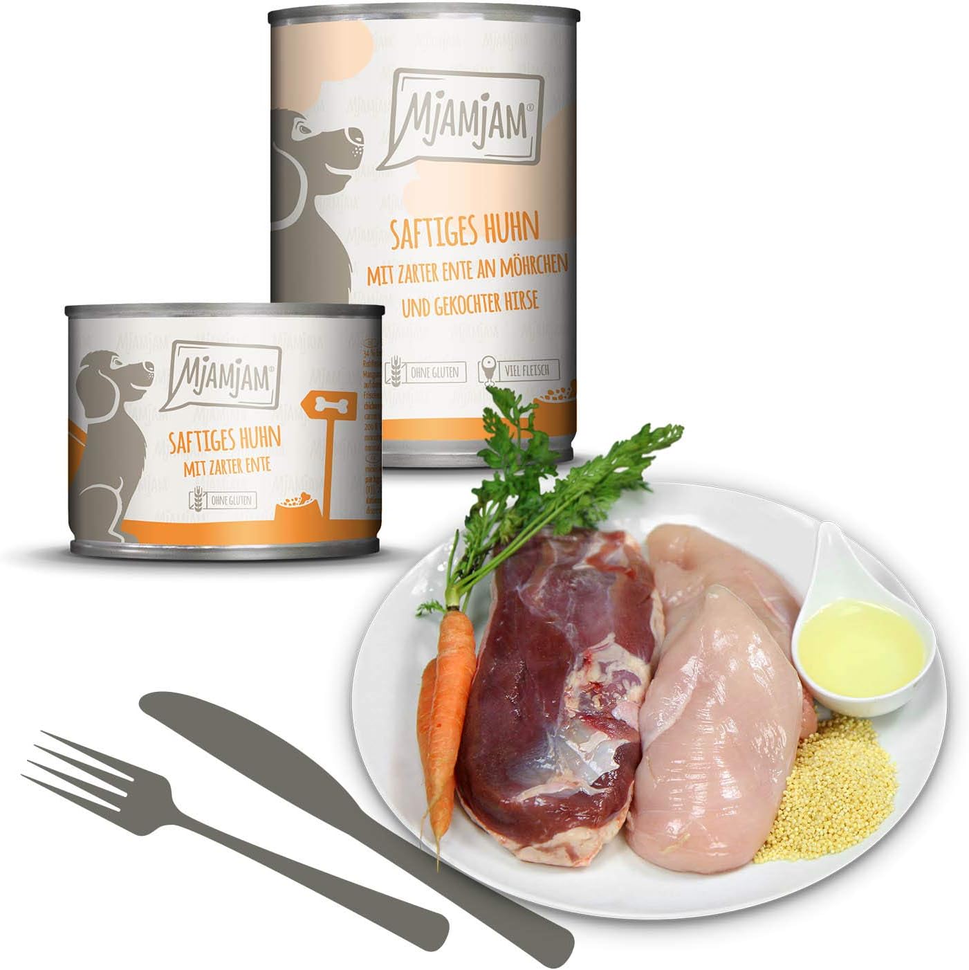 Hund Nassfutter Mixpaket II Huhn Ente Rind Pute 6x200g