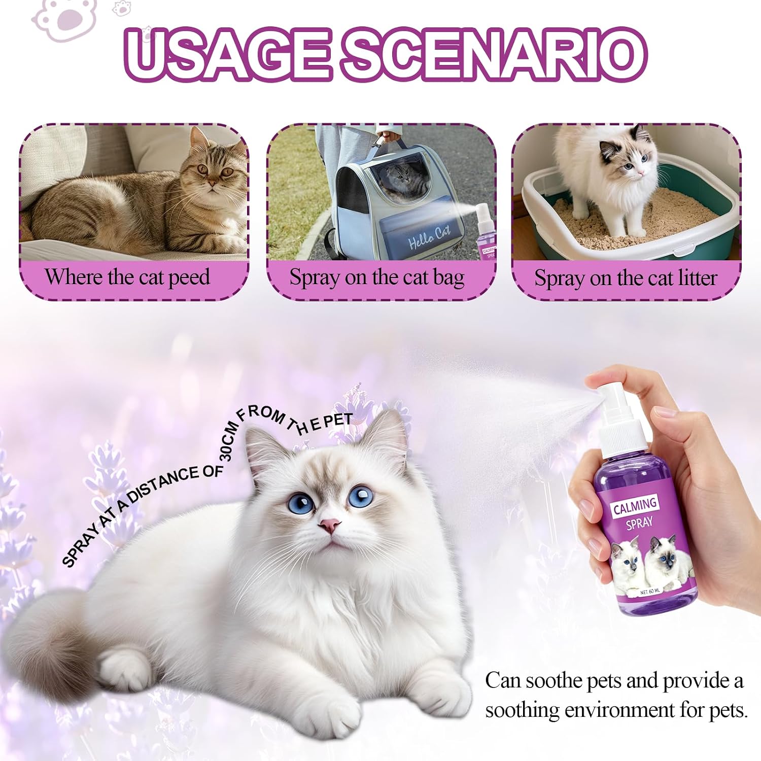 Entspannungsspray fuer Katzen und Haustiere 2er Set 60 ml beruhigend