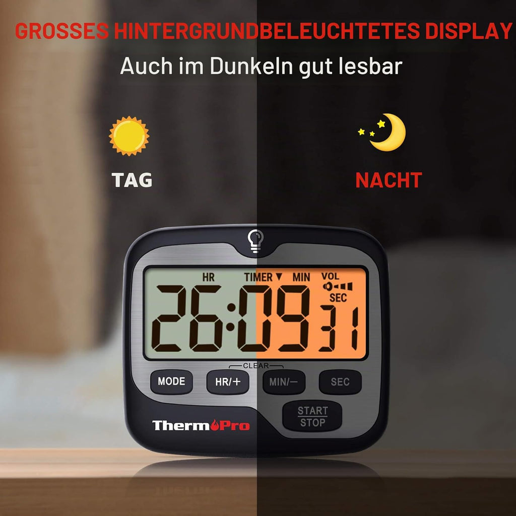ThermoPro TM01 Digital Kuechentimer LCD Alarm Uhr Minuten Sekunden