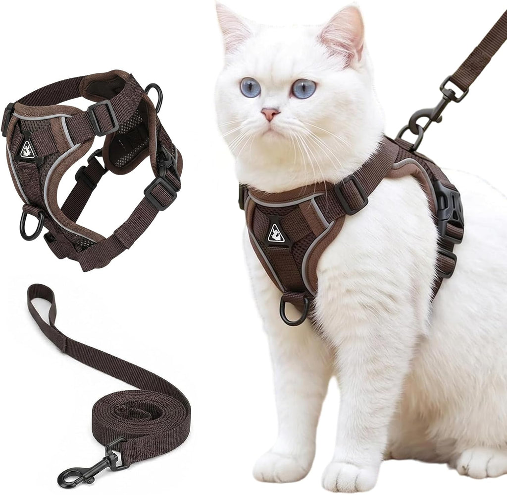 Katzengeschirr verstellbar mit Leine, atmungsaktives Netz, reflektierend