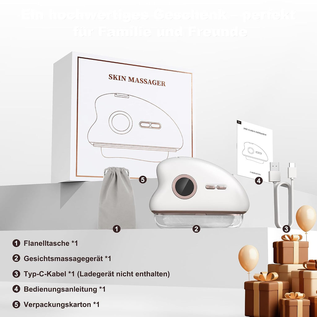 Jade Gua Sha Gesichtsmassagegeraet mit Waerme und LED fuer Gesicht und Hals