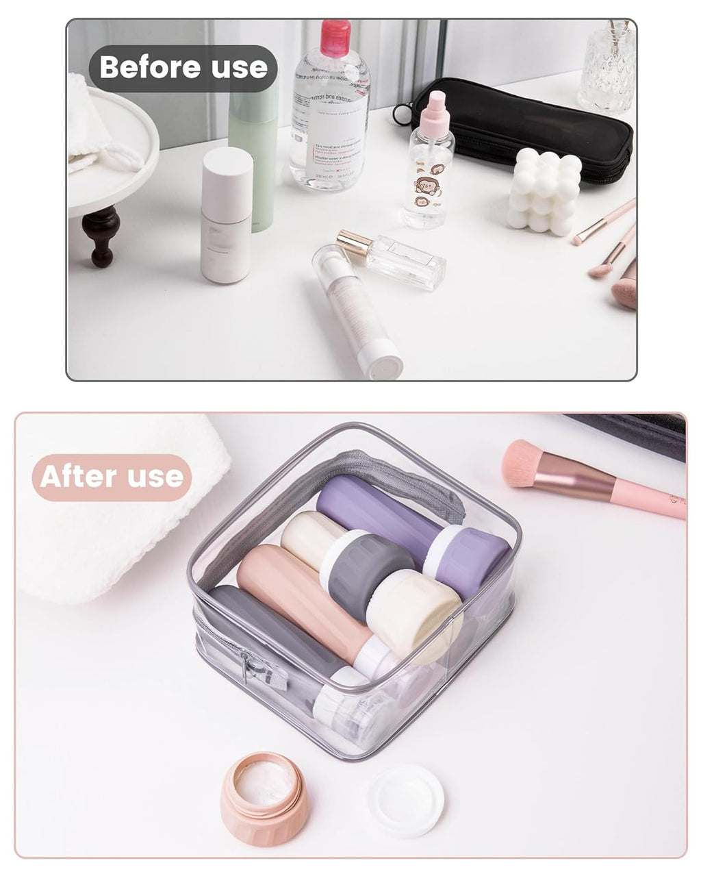 Gemice Reiseflaschen 8er Set Silikon TSA auslaufsicher mit Beutel