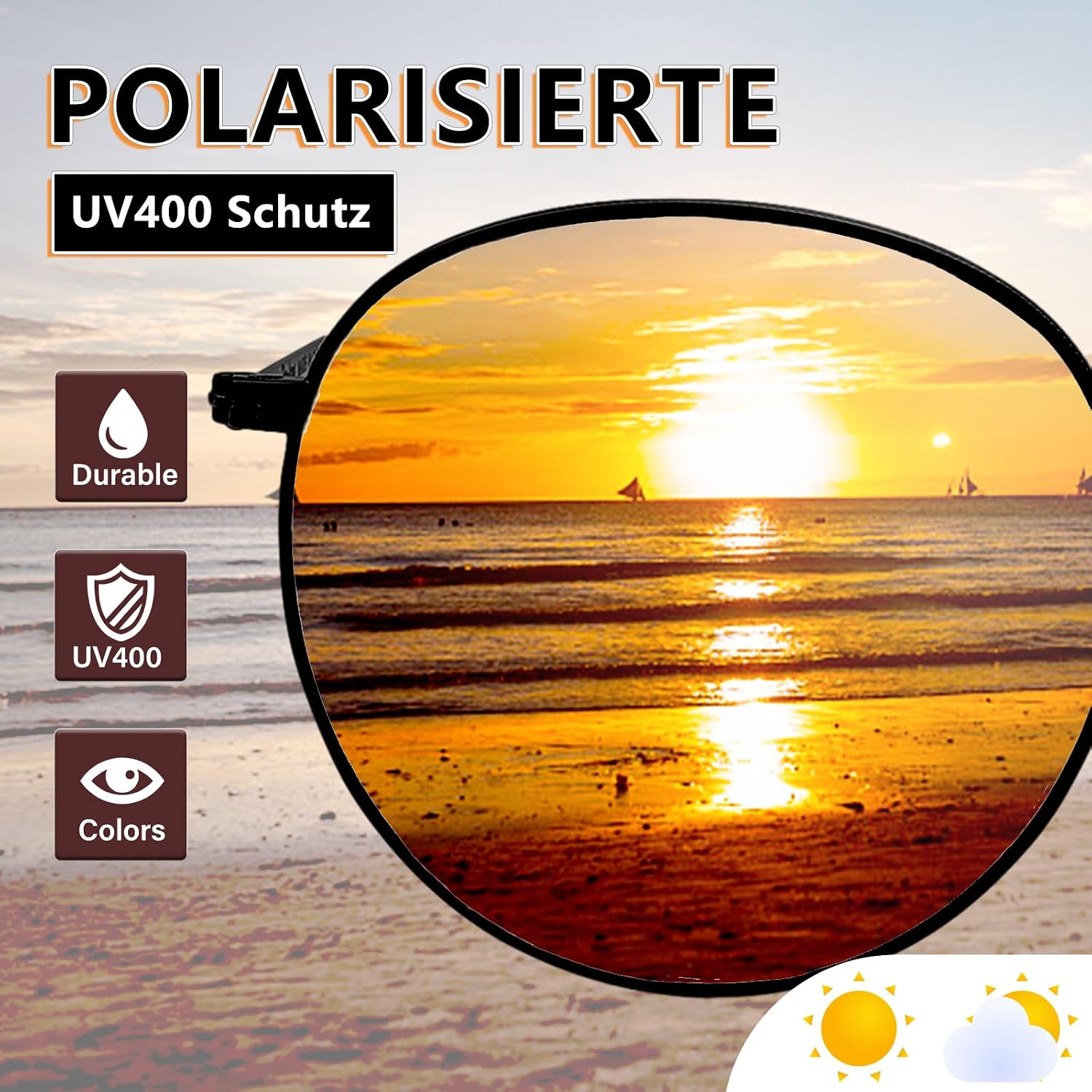 Retro Sonnenbrille rund UV400 polarisiert Herren Damen Vintage Unisex