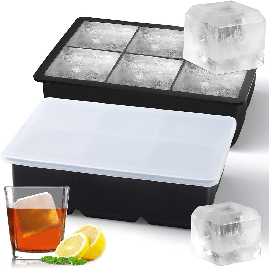 Silikon Eiswuerfelform 3er Set mit Deckel Kugel Wuerfel schwarz
