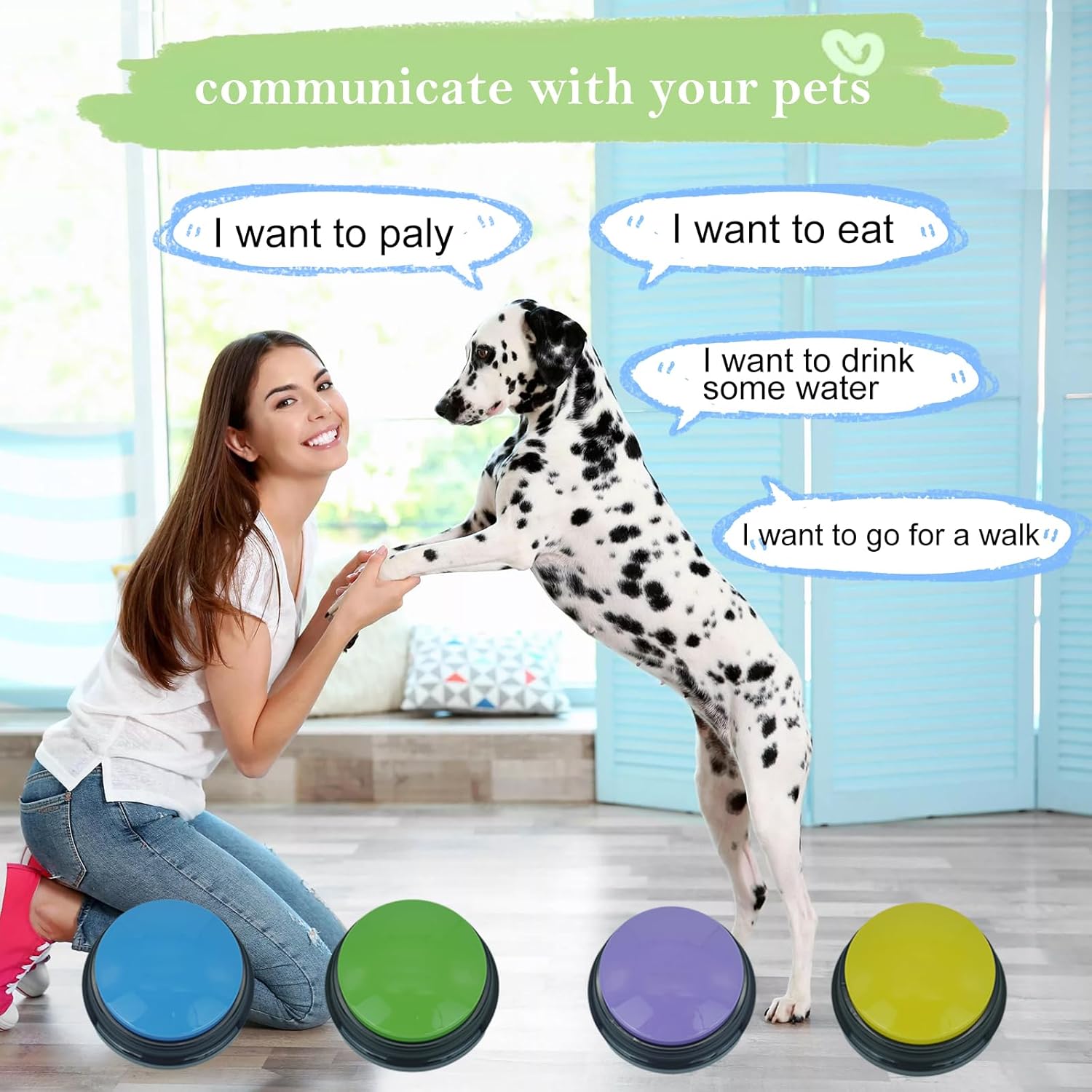4er Set Hundetasten Sprachbuttons zur Kommunikation Hundetraining Aufnahme