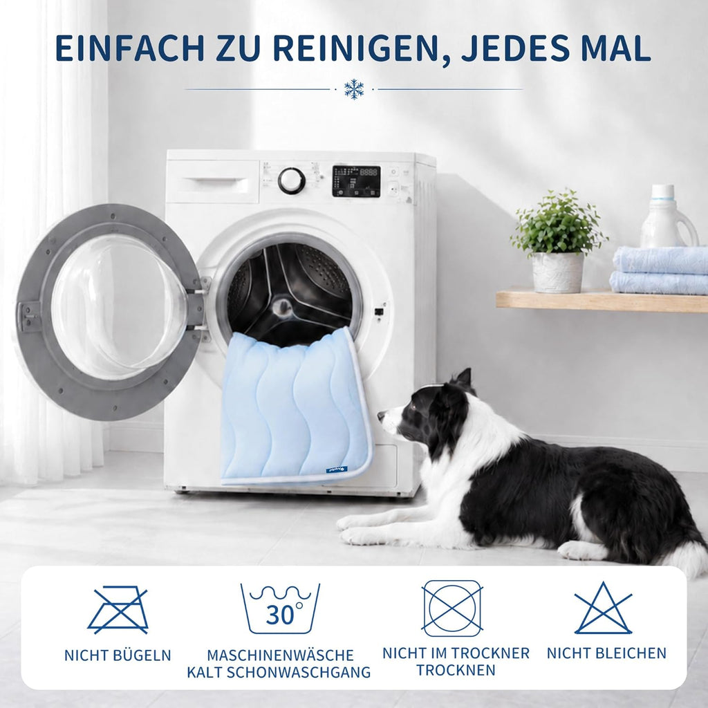 Angelpet Kuehlmatte 120x90 cm fuer Hunde Katzen, gel-frei, rutschfest, blau