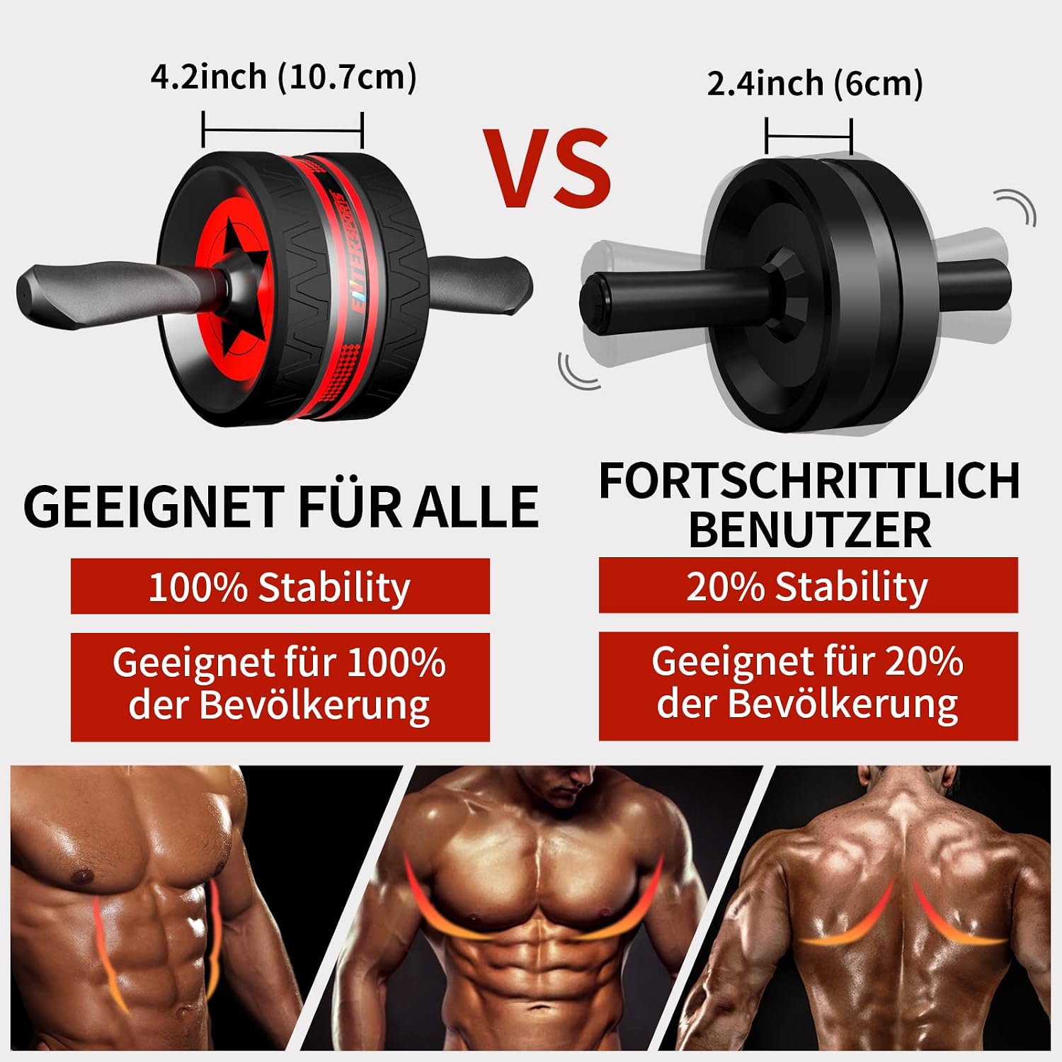 EnterSports Bauchmuskelroller mit zwei Kniematten, Bauchtrainer fuer Zuhause