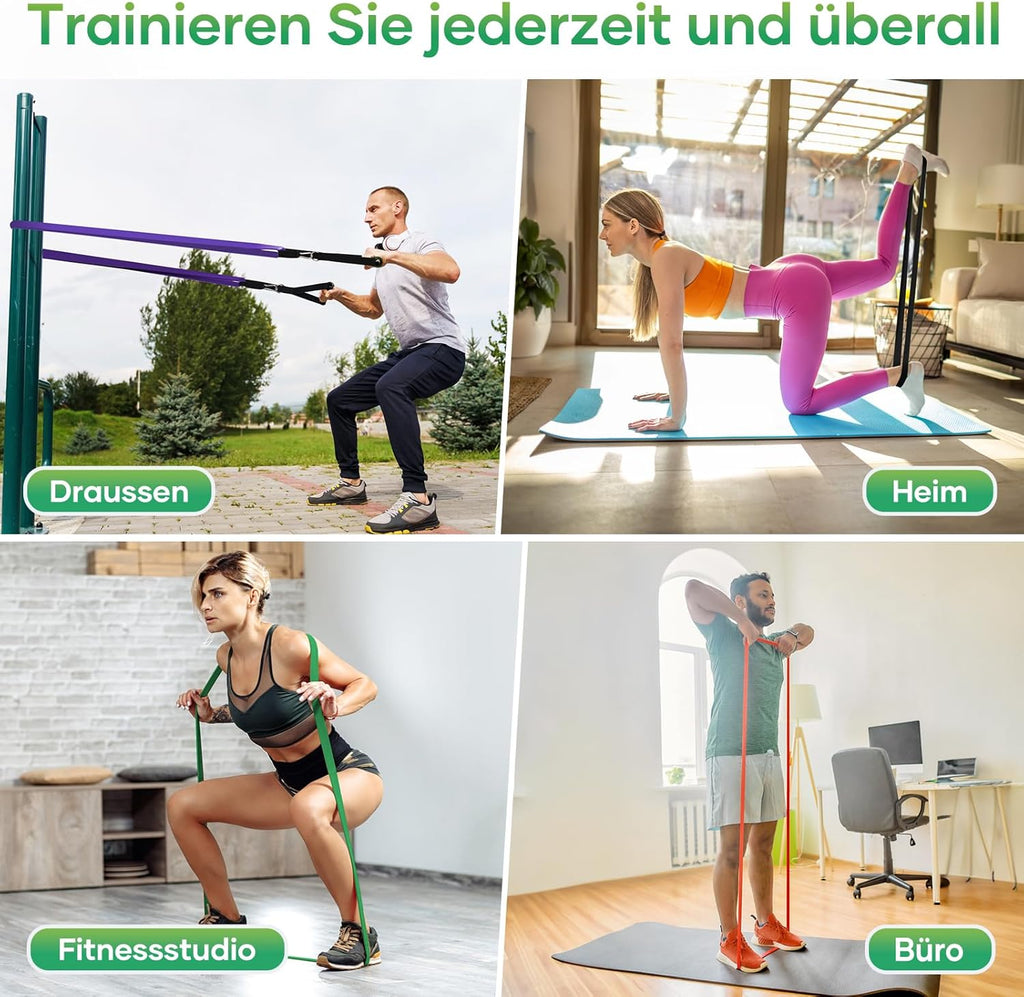Fokky Widerstandsbaender 5 Stufen mit Tueranker und Griffen, 5er Set