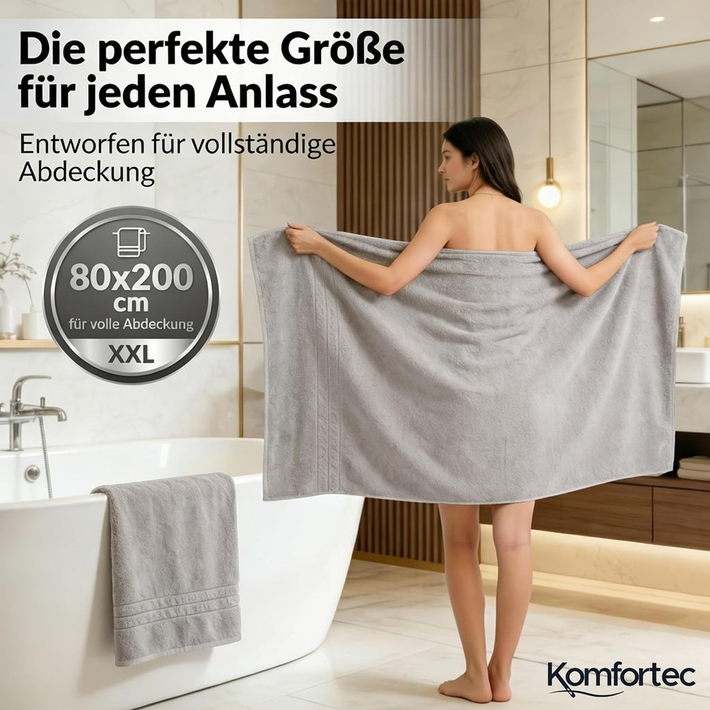 Saunatuch 80x200 cm Frottee Baumwolle XXL Anthrazit