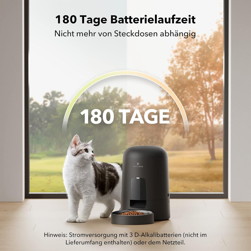 PETLIBRO Intelligenter Katzenfutterautomat kabellos mit App Steuerung, Edelstahl