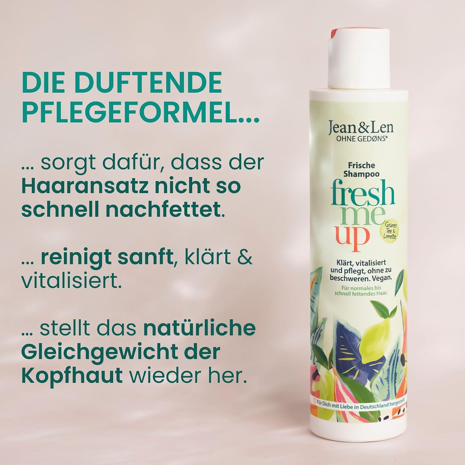 Jean & Len Frisches Shampoo Gruener Tee Limette 300 ml vegan ohne Silikone
