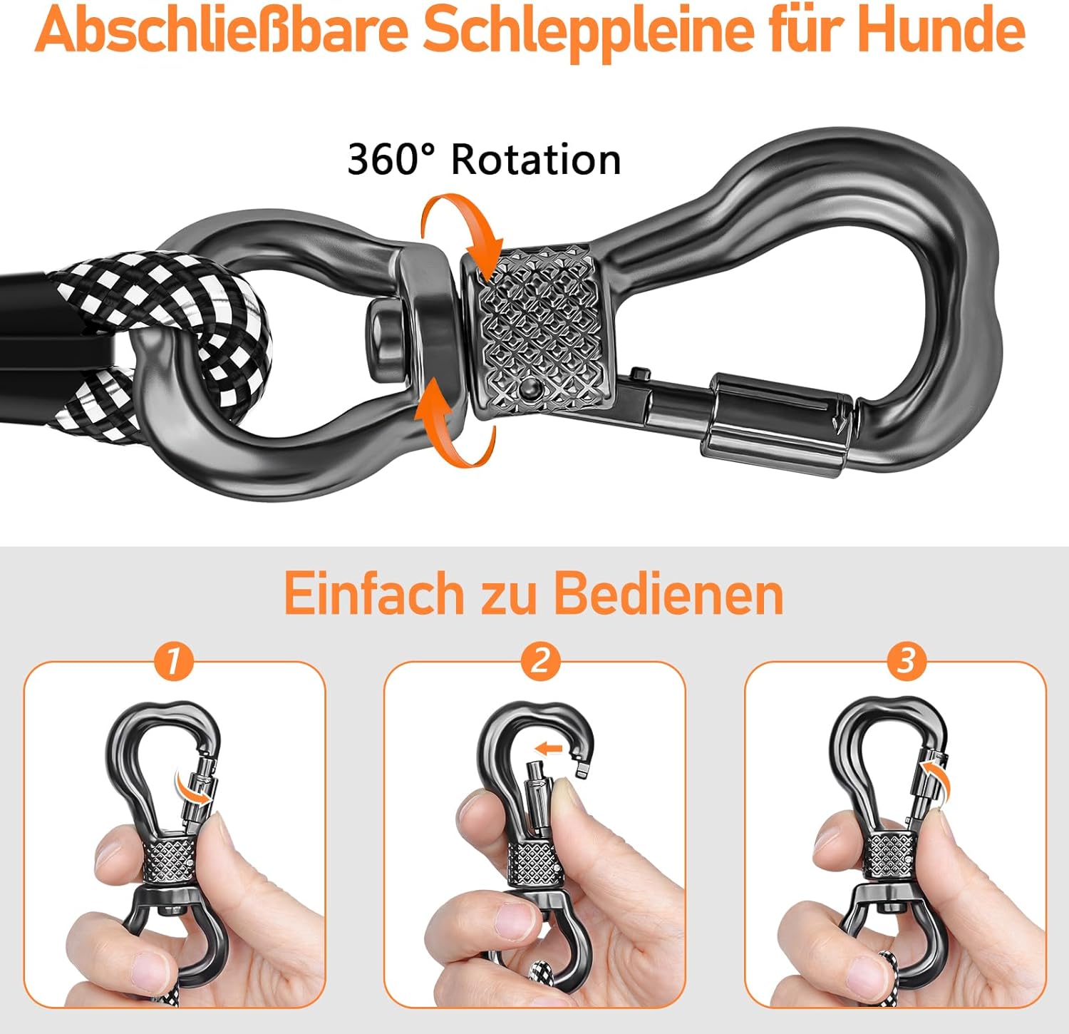 X XBEN Trainingsleine 1,5m-30m mit gepolstertem Griff und Karabiner