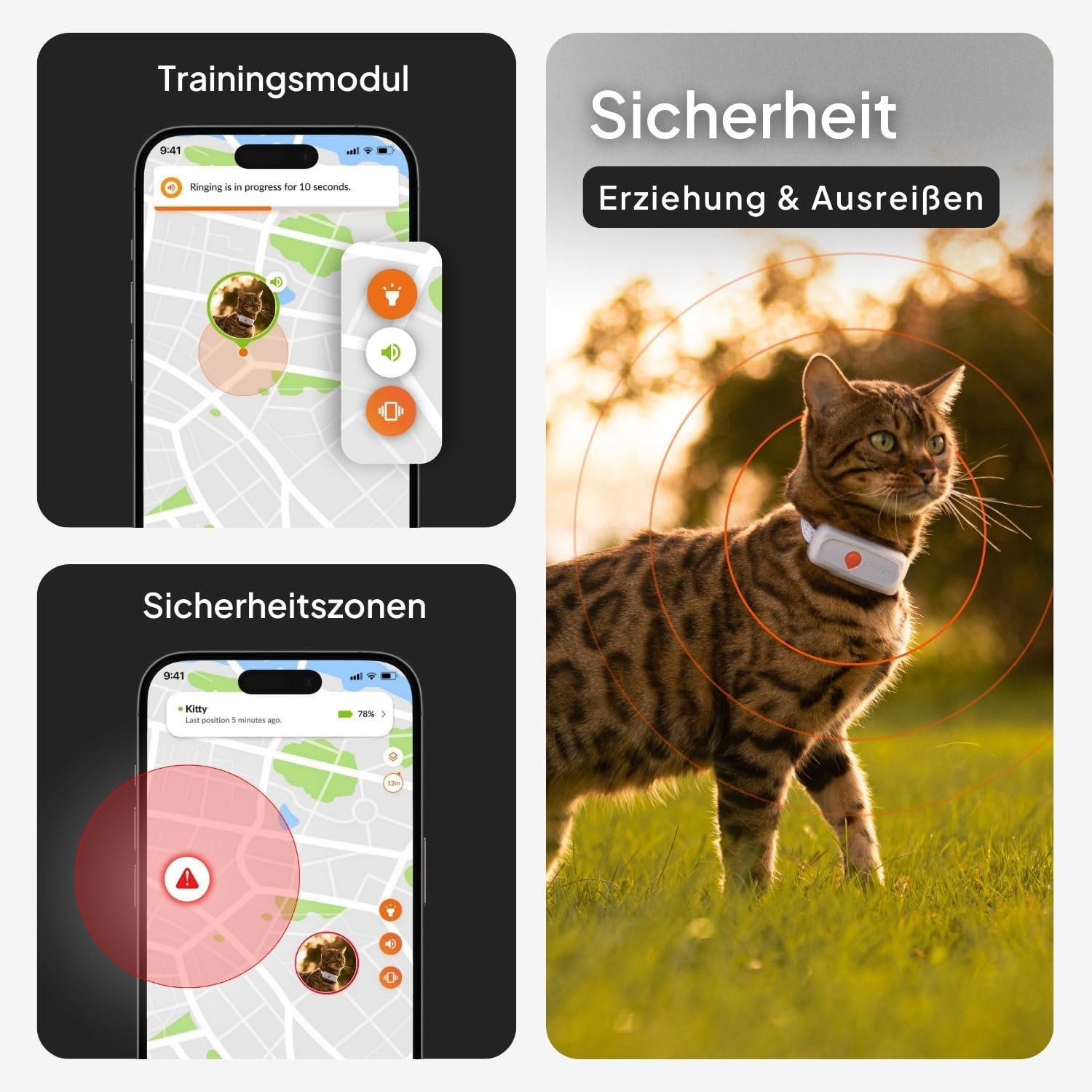 Weenect XS GPS Katzen Tracker mit Halsband, Echtzeit Ortung, ohne Distanzlimit