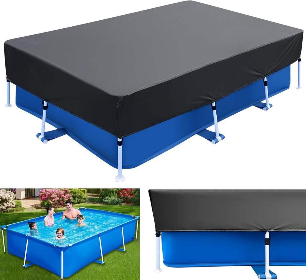 Poolabdeckplane Rechteckig 220x150 cm fuer Rahmenpool 152cm-222cm