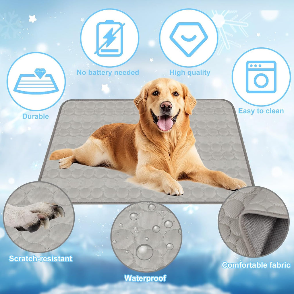 Kuehlmatte Hund XL 100x70 cm Grau - Kuehlkissen Haustier fuer Auto und Zuhause