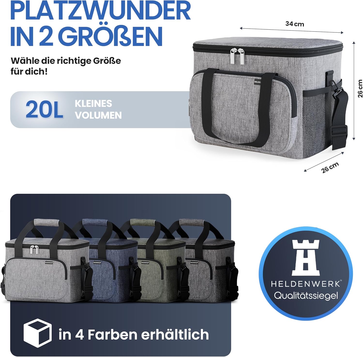 HELDENWERK faltbare Kuehltasche wasserdicht auslaufsicher 12 Std.