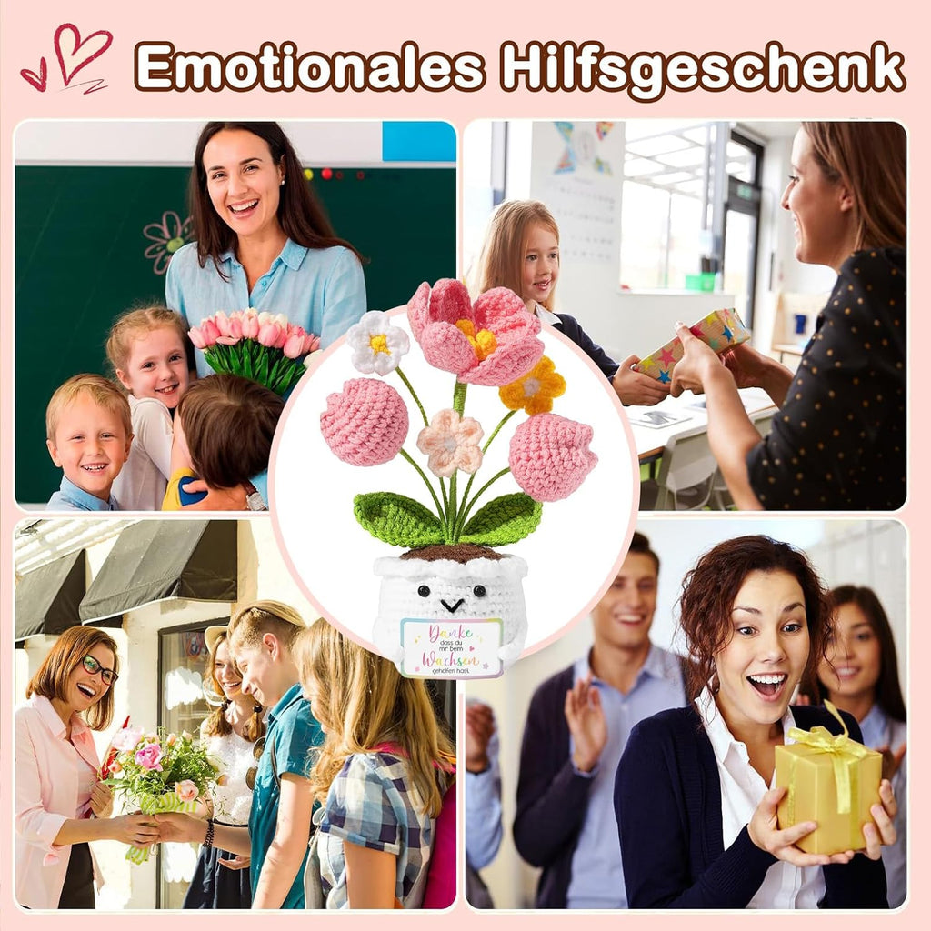Muttertagsgeschenk Rosa Tulpe mit Energiekarte Geschenk fuer Mama Frau