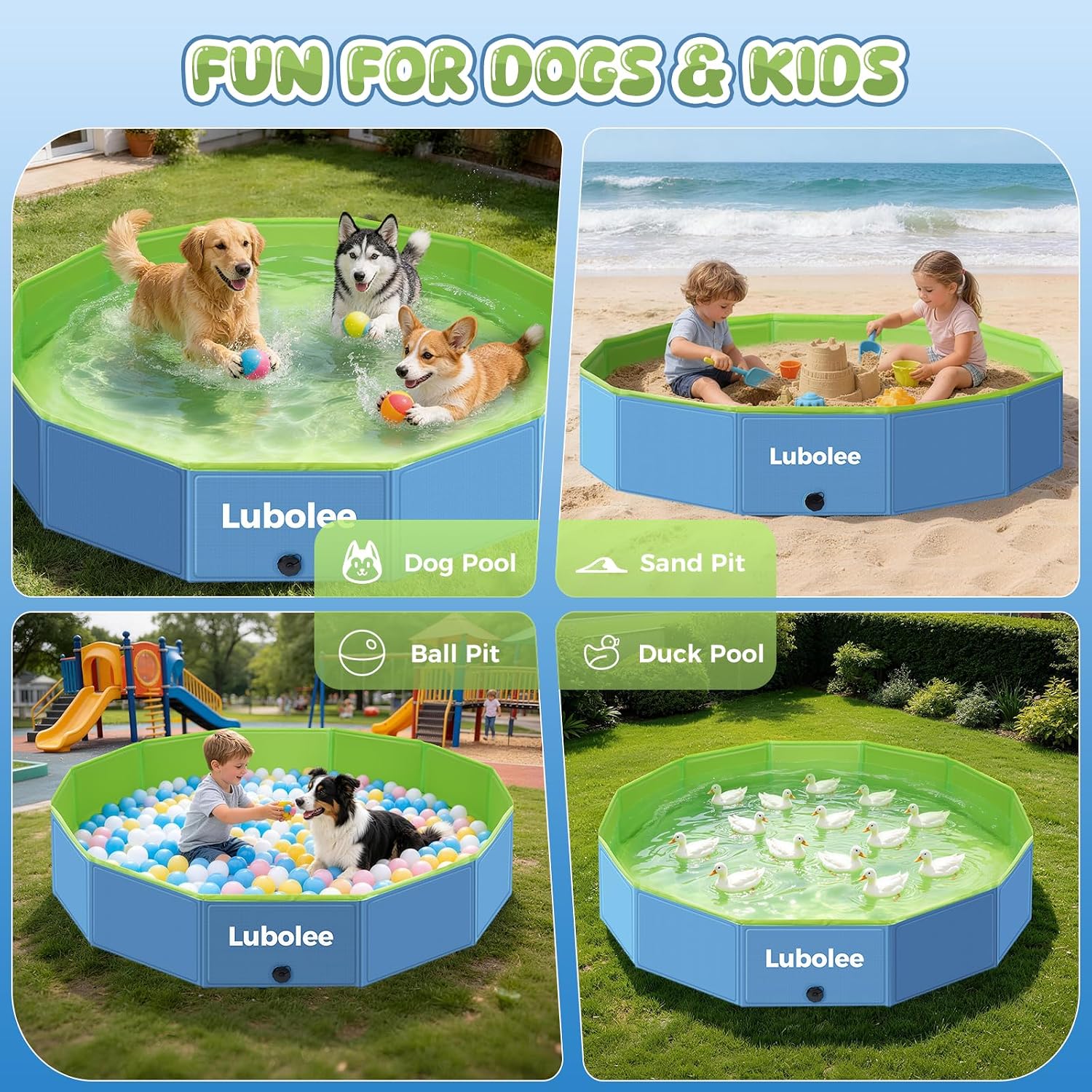 Faltbarer Hundepool 120 x 30 cm aus verdicktem PVC mit rutschfester Oberflaeche