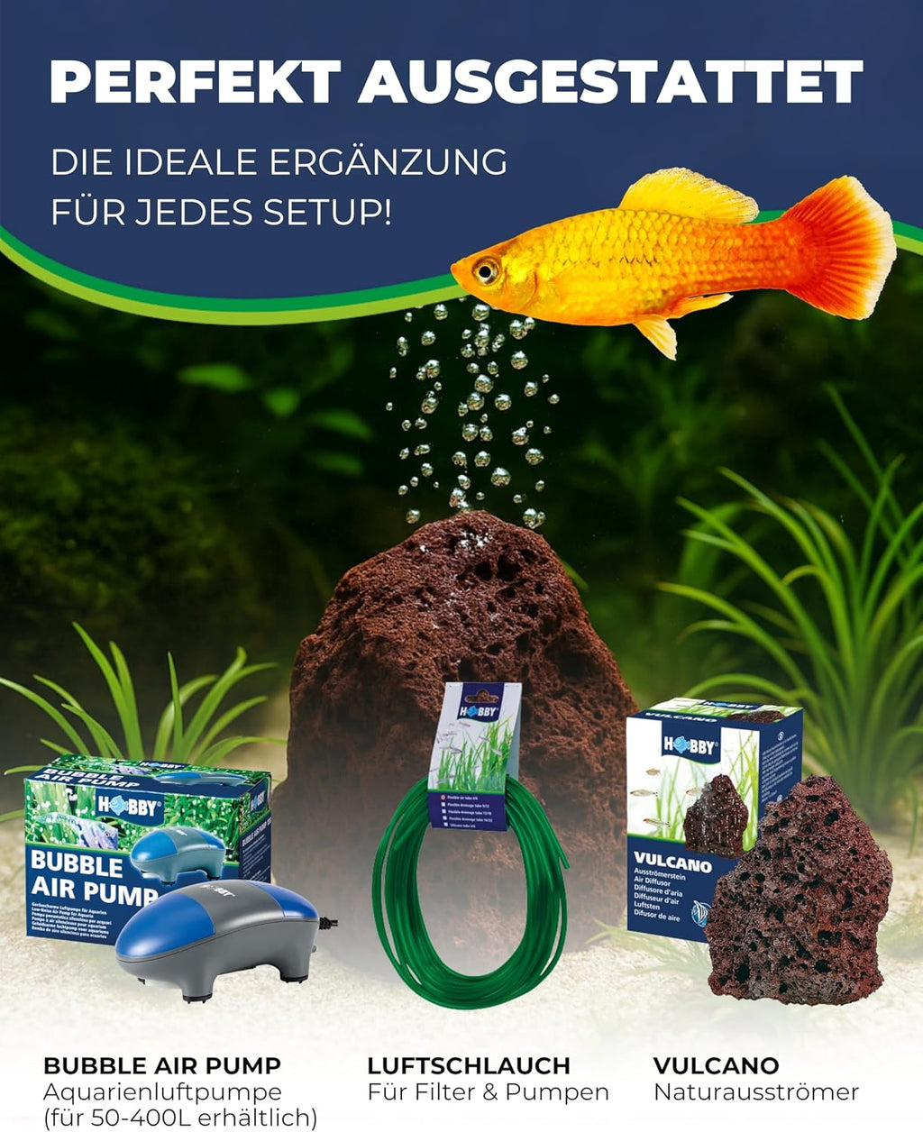 Hobby Vulcano Lavastein Luftausströmer 11x8 cm Aquarium Sprudelstein