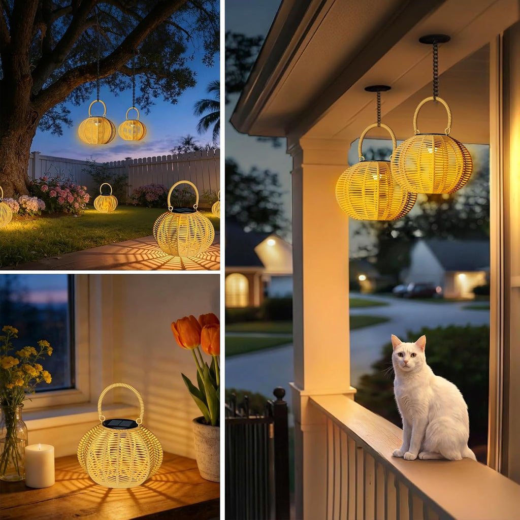 Solarlampen Aussen haengend 2er Set IP65 wasserdicht Balkon Garten Terrasse Deko