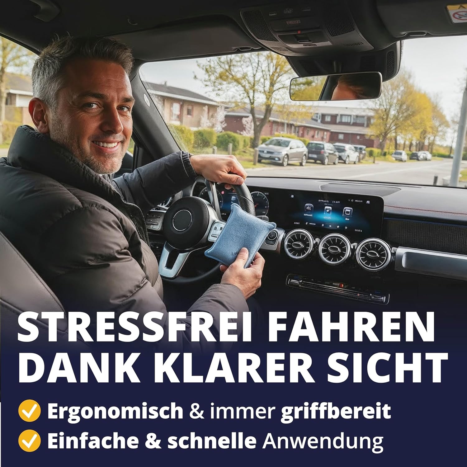 LICARGO Mikrofaser Scheibenschwamm 2in1 Antibeschlag Streifenfrei
