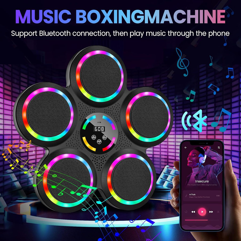 IERAKOR Boxmaschine mit Musik Bluetooth, 2 Handschuhe, LED, 9 Geschwindigkeiten