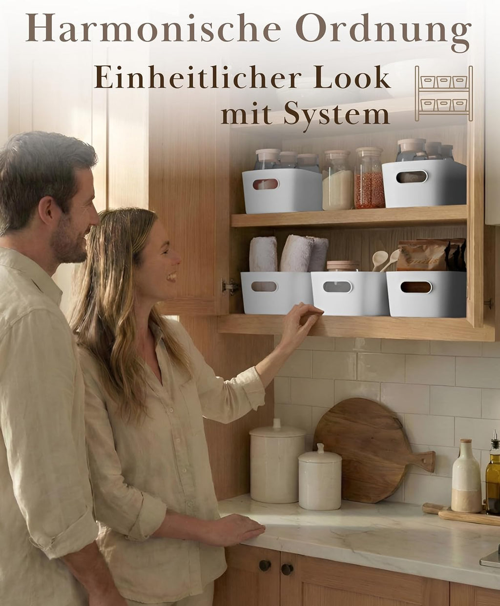 10er Aufbewahrungsbox Set Kunststoff Organizer Koerbe Weiss stapelbar