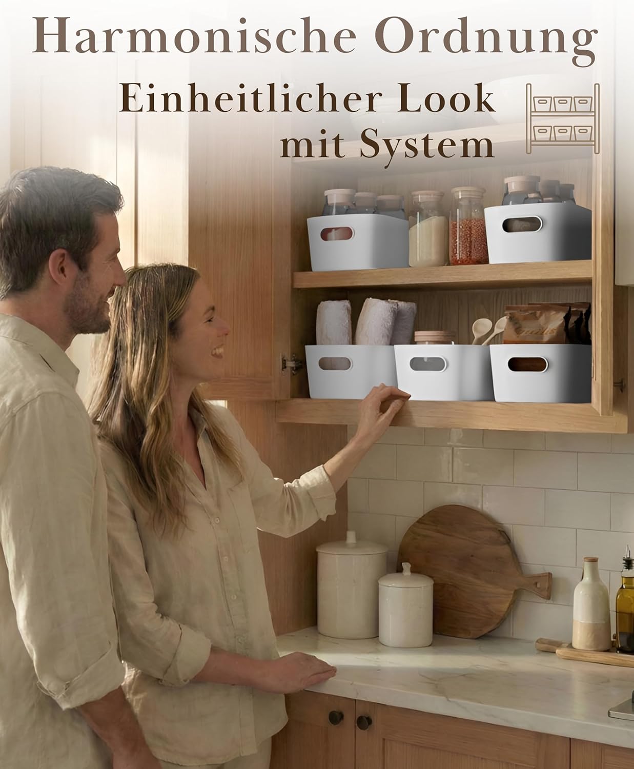 10er Aufbewahrungsbox Set Kunststoff Organizer Koerbe Weiss stapelbar