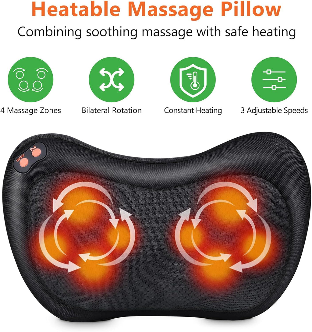 Shiatsu Massagegeraet fuer Nacken Schulter Ruecken mit Waermefunktion Massagekissen