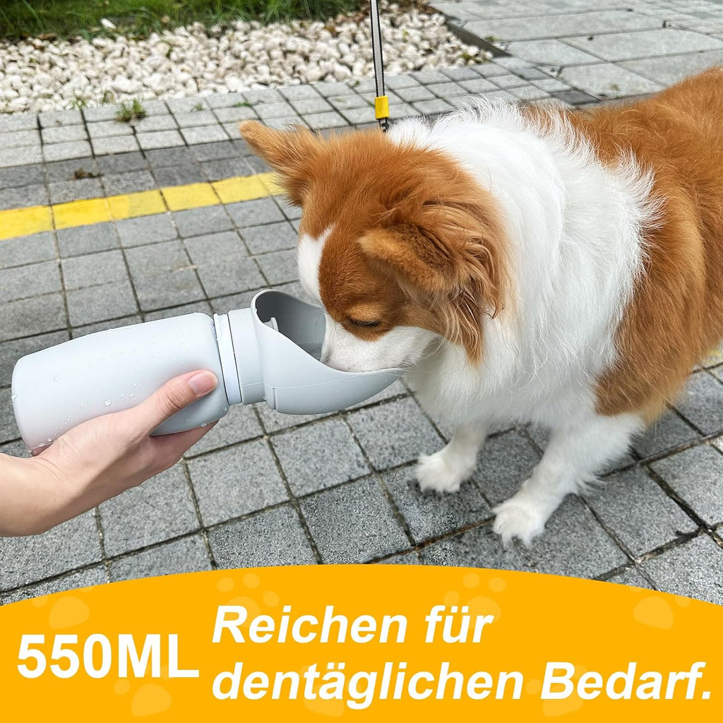Uncle Yang faltbare Hunde-Trinkflasche 550 ml auslaufsicher Silikon Grau