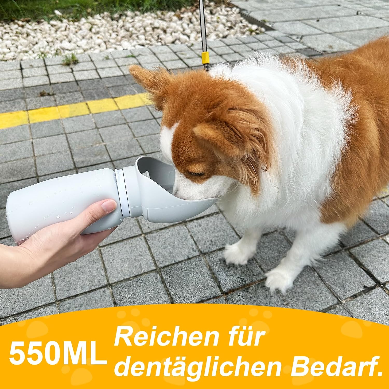 Uncle Yang faltbare Hunde-Trinkflasche 550 ml auslaufsicher Silikon Grau