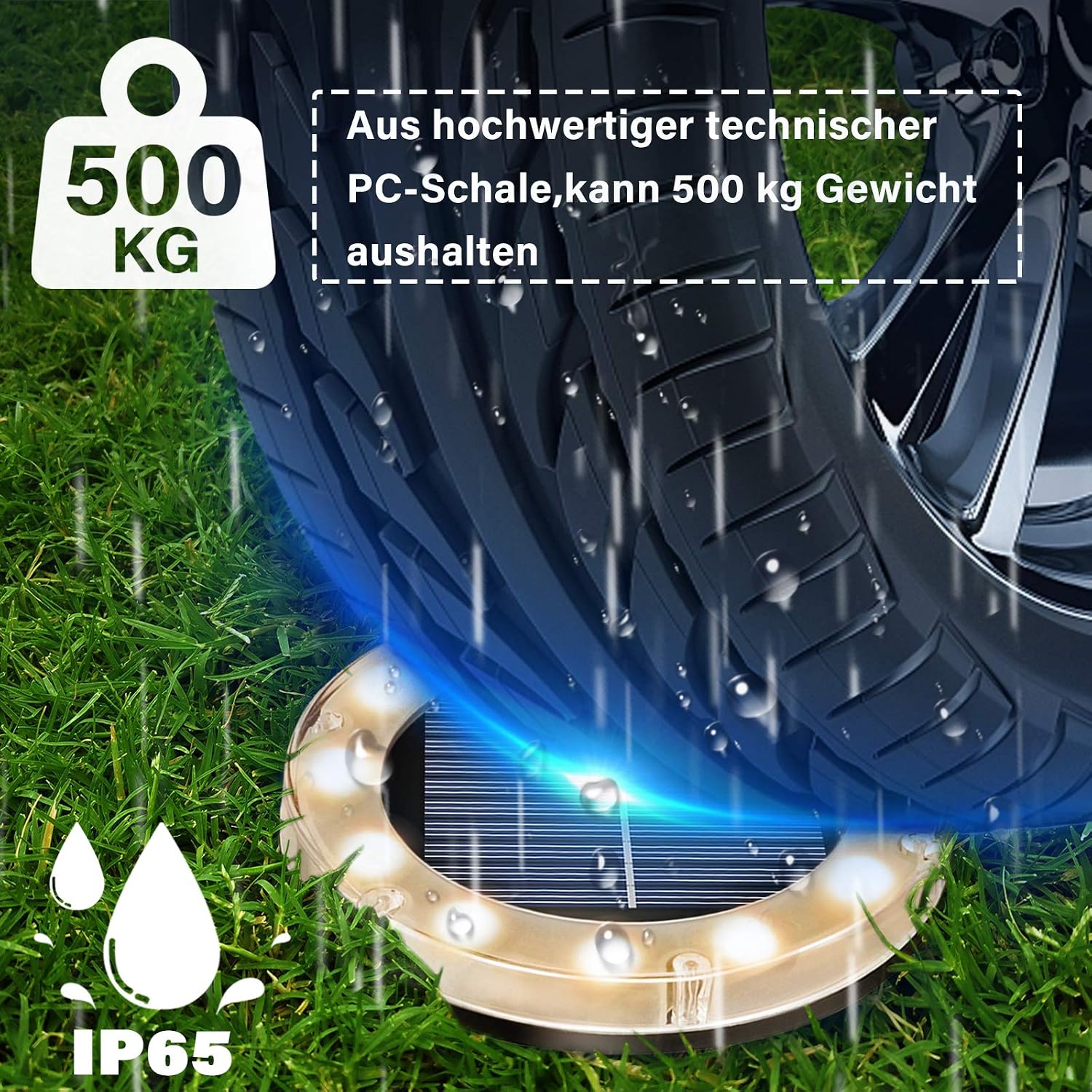 Solar Bodenleuchte 12 LED warmweiss IP65 4er Set Garten Weg Einfahrt