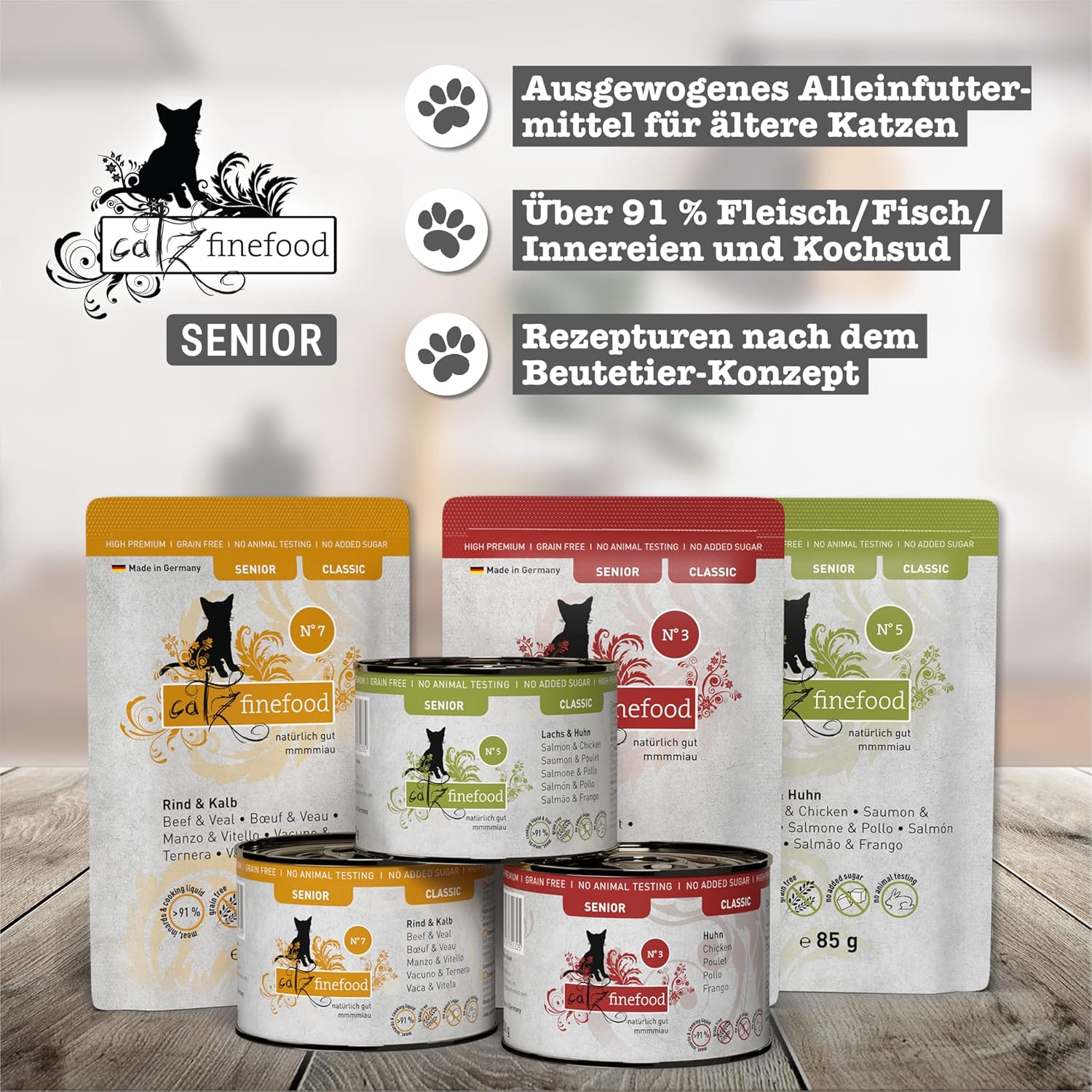 catz finefood Senior Collection Katzenfutter nass 6x200g getreidefrei