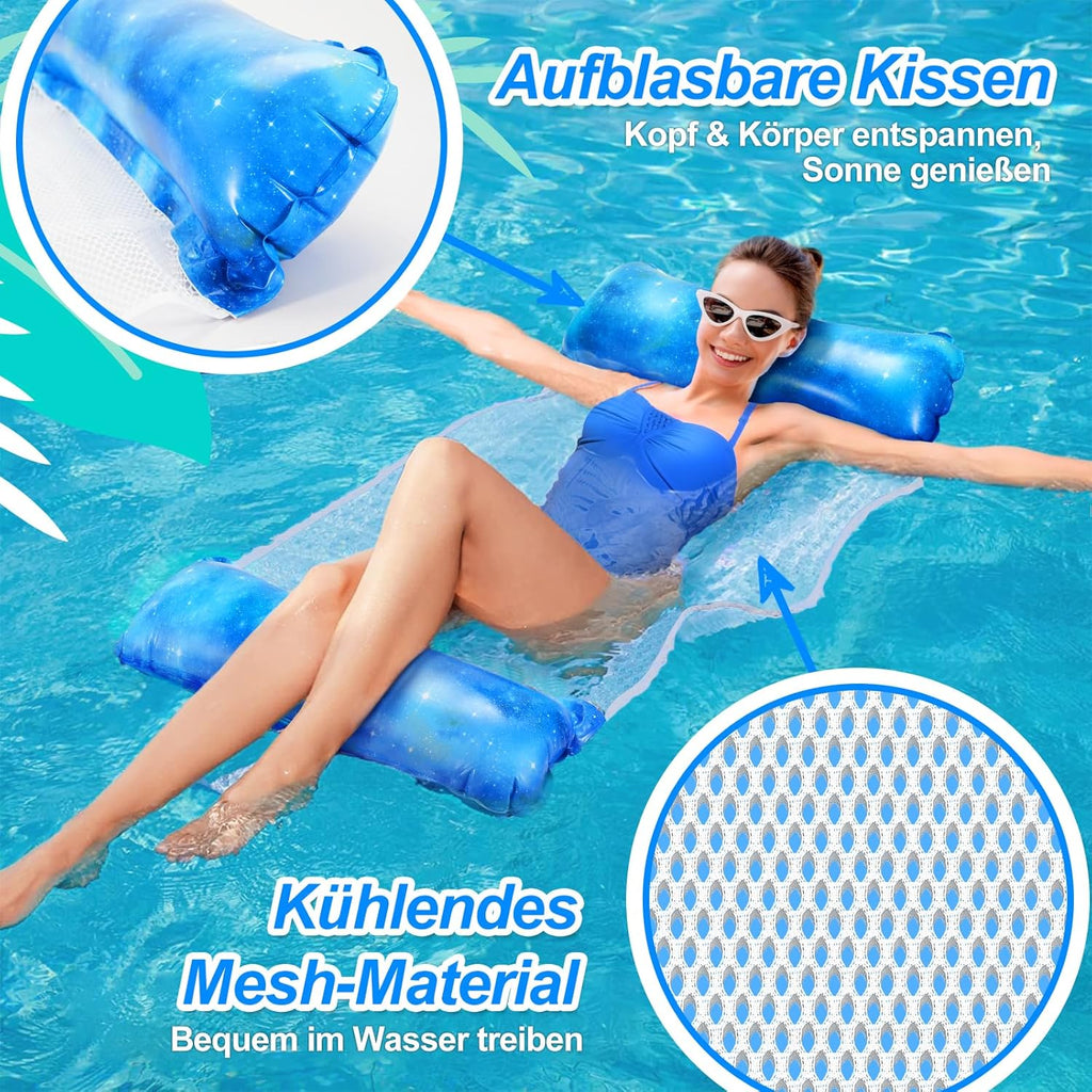Dusor aufblasbare XL Pool-Luftmatratze Haengematte 2er Set fuer Erwachsene & Kinde