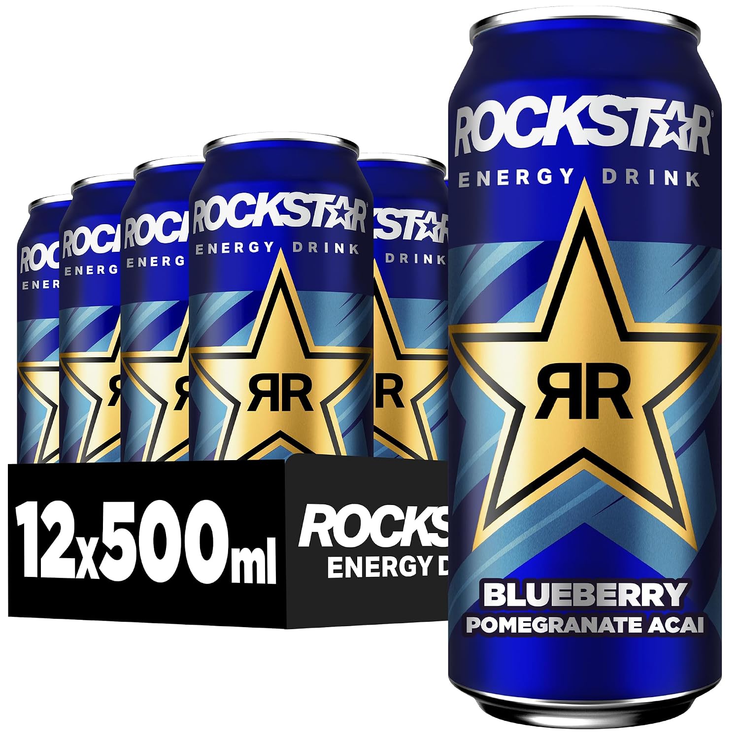 Rockstar Energy Drink Blueberry Geschmack - Koffeinhaltiges Erfrischungsgetraenk