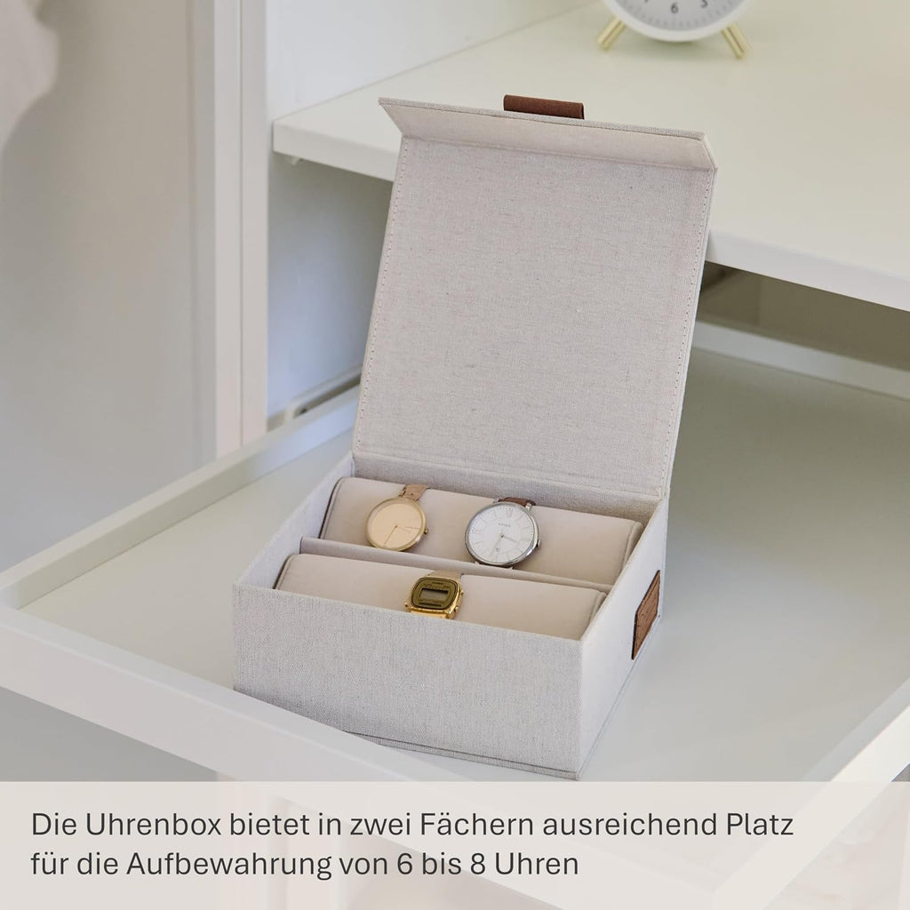 LOVE IT STORE IT Uhrenbox Leinen Aufbewahrungsbox fuer Uhren innen