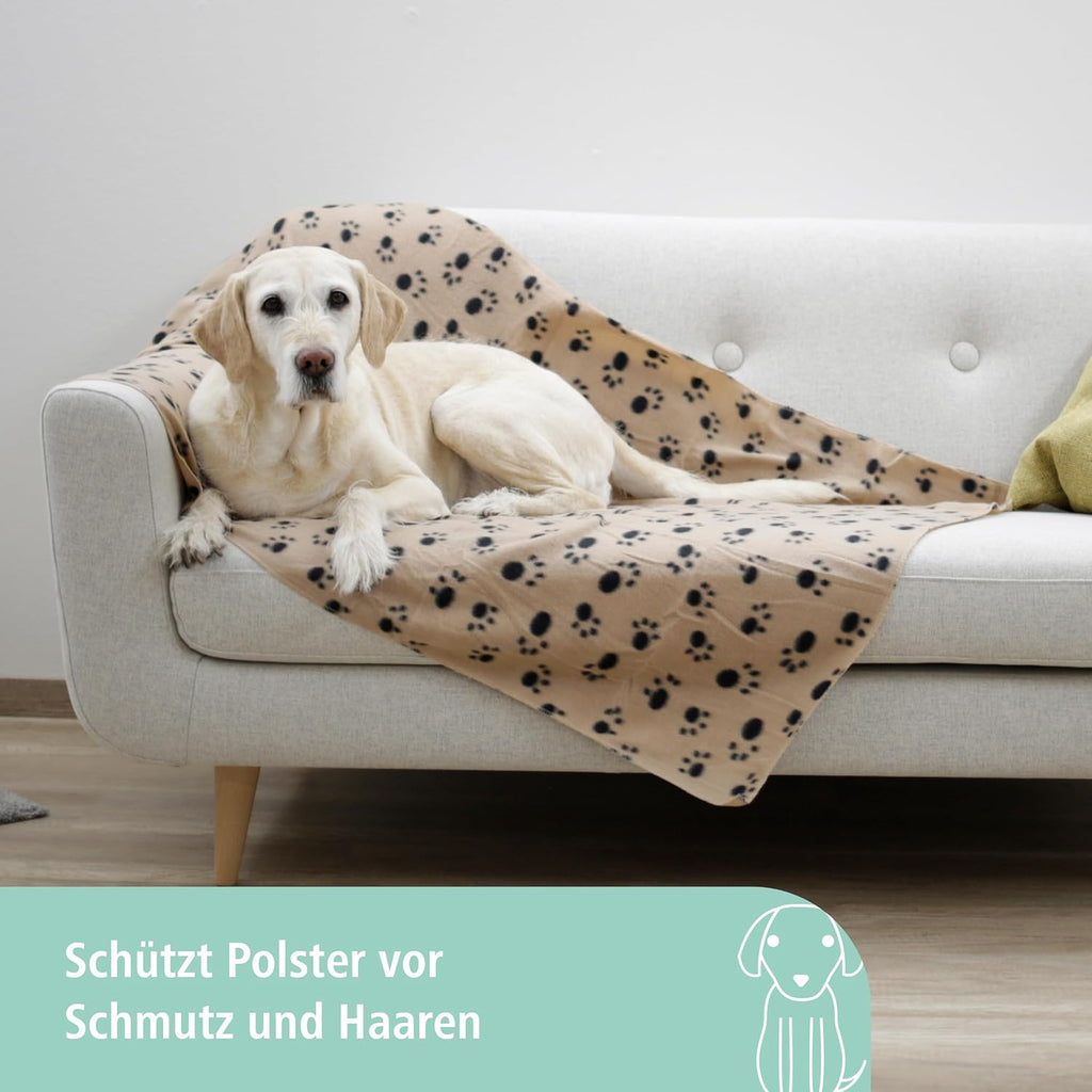 Kerbl Hundedecke Stella 140x100 cm beige Pfoten Fleece Moebelschutz