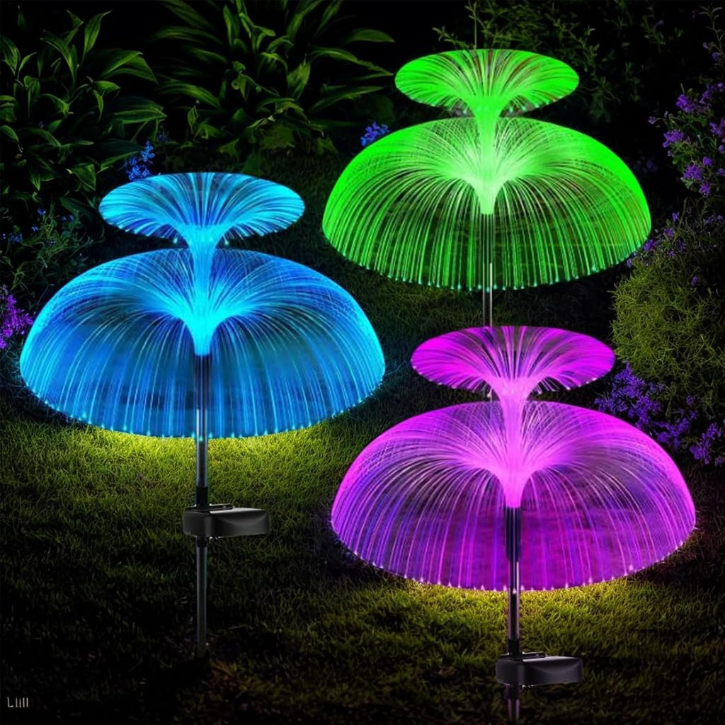 Hqynss Solar-Qualle 3er-Set mehrfarbig LED Solarlampen IP65 fuer Garten