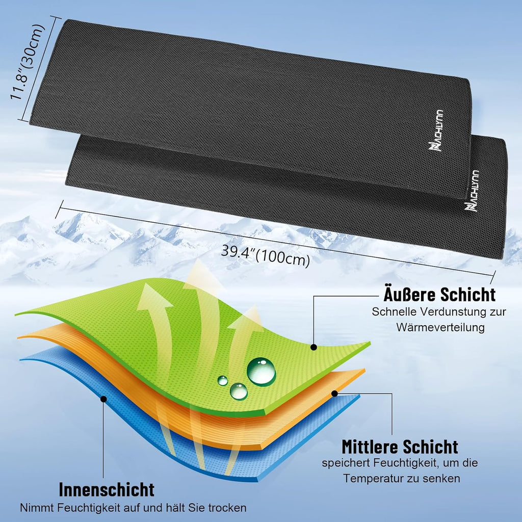 NACHLYNN Kuehlendes Mikrofaser Handtuch 100 x 30 cm fuer Fitness, Sport, Reise, Yo
