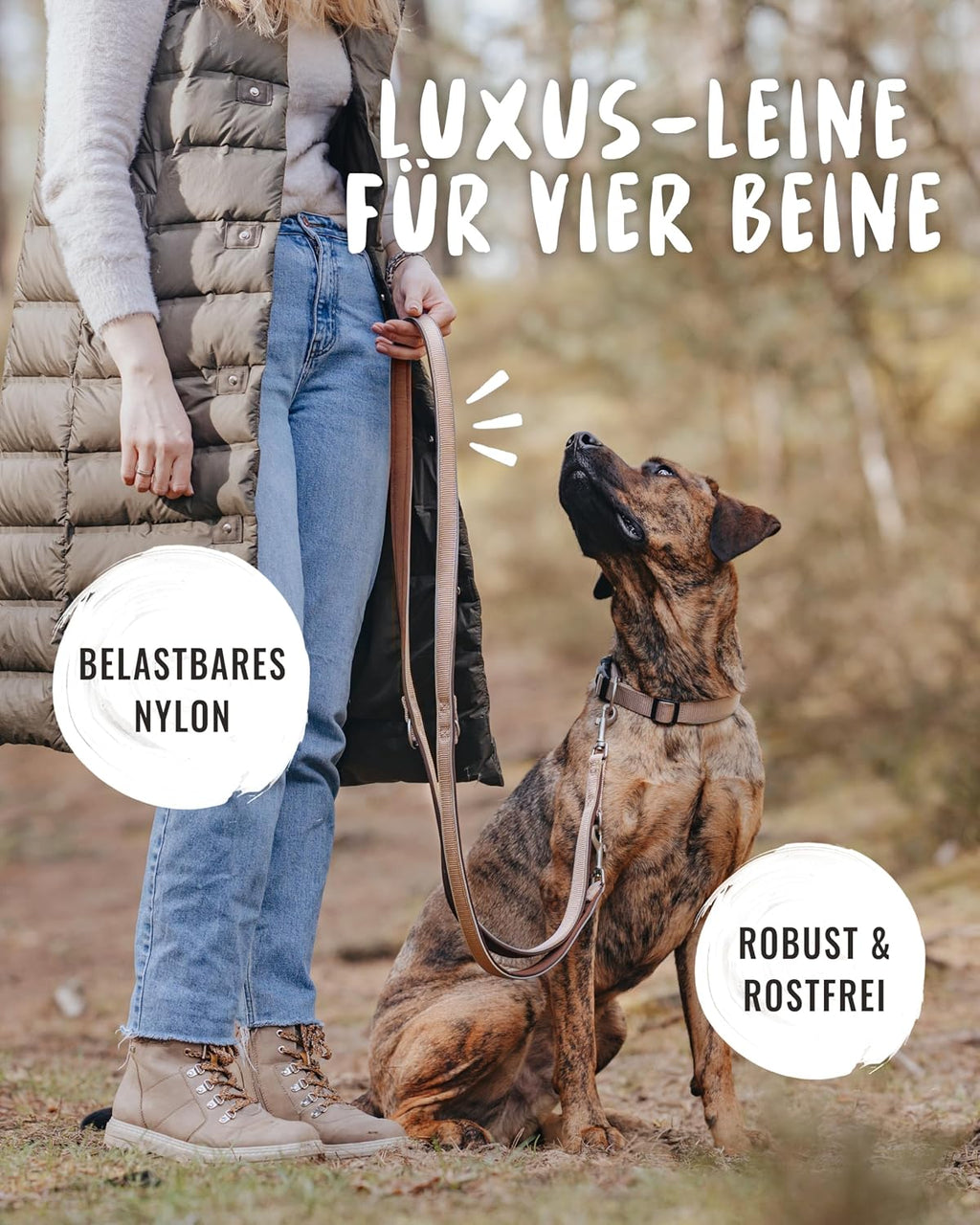 Rudelkoenig Fuehrleine Paola 2,30 m verstellbar reflektierend 1,5cm-2,5cm