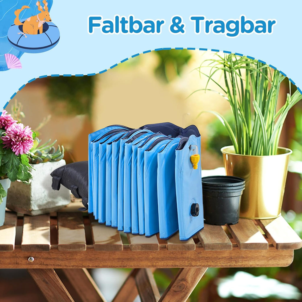 Yaheetech Hundepool 180 cm faltbar, 0,6 cm verdickt, rutschfest, Blau, 33cm
