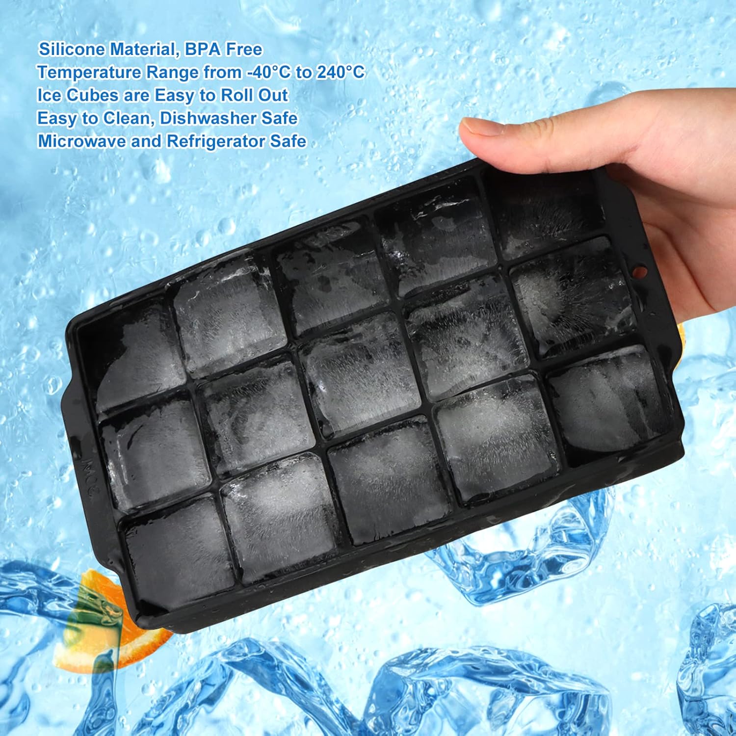 Eiswuerfelform Silikon 2er Set 30 Faecher 3,5 cm grosse Eiswuerfel fuer Whisky Cockta