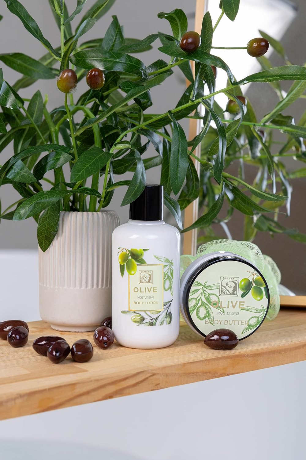 Accentra Duschset Olive 4-teilig Damen Geschenkbox Wellnesspflege